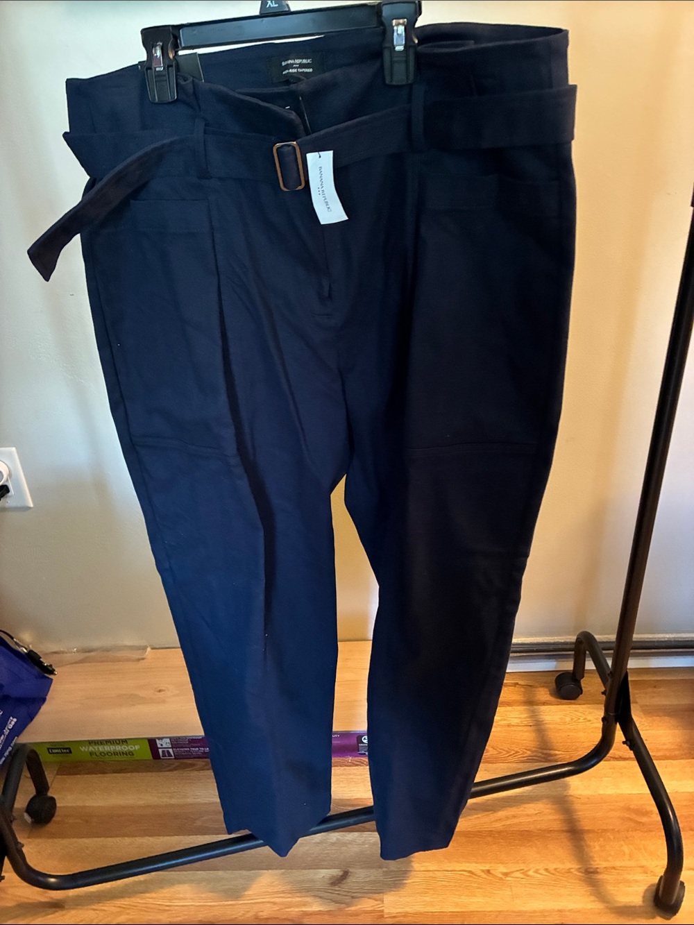 Banana Republic Dark Navy Paperbag Waist Chinos with Belt